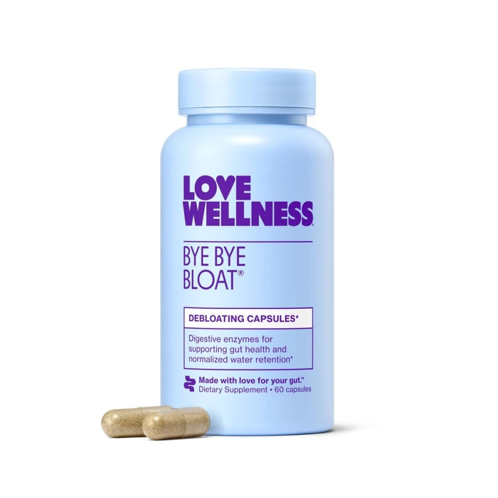 Love Wellness Bye Bye Bloat, Digestive Enzymes Supplement - 60 Capsules - Bloating & Gas Relief - Helps Reduce Water Retention & Overall Digestive Health - Safe & Effective With Fenugreek, & Dandelion