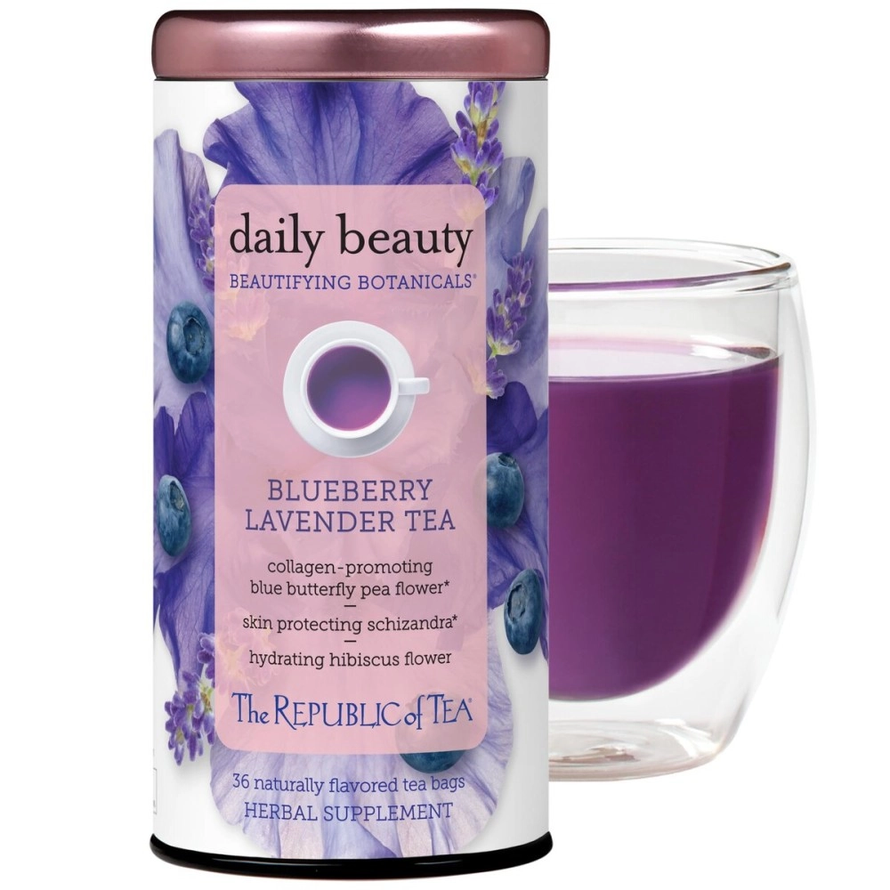 The Republic of Tea Beautifying Botanicals Daily Beauty Blueberry Lavender Herbal Tea Bags(36 count)