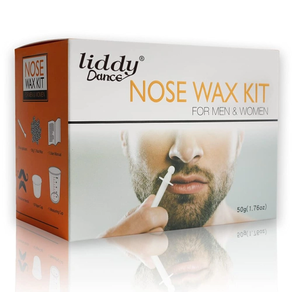 liddy Dance Nose Hair Removal - Wax Kit for Men and Women with 50g, 20 Applicators, 10 Pods, 1 Measuring Cup, 8 Moustache Stencils