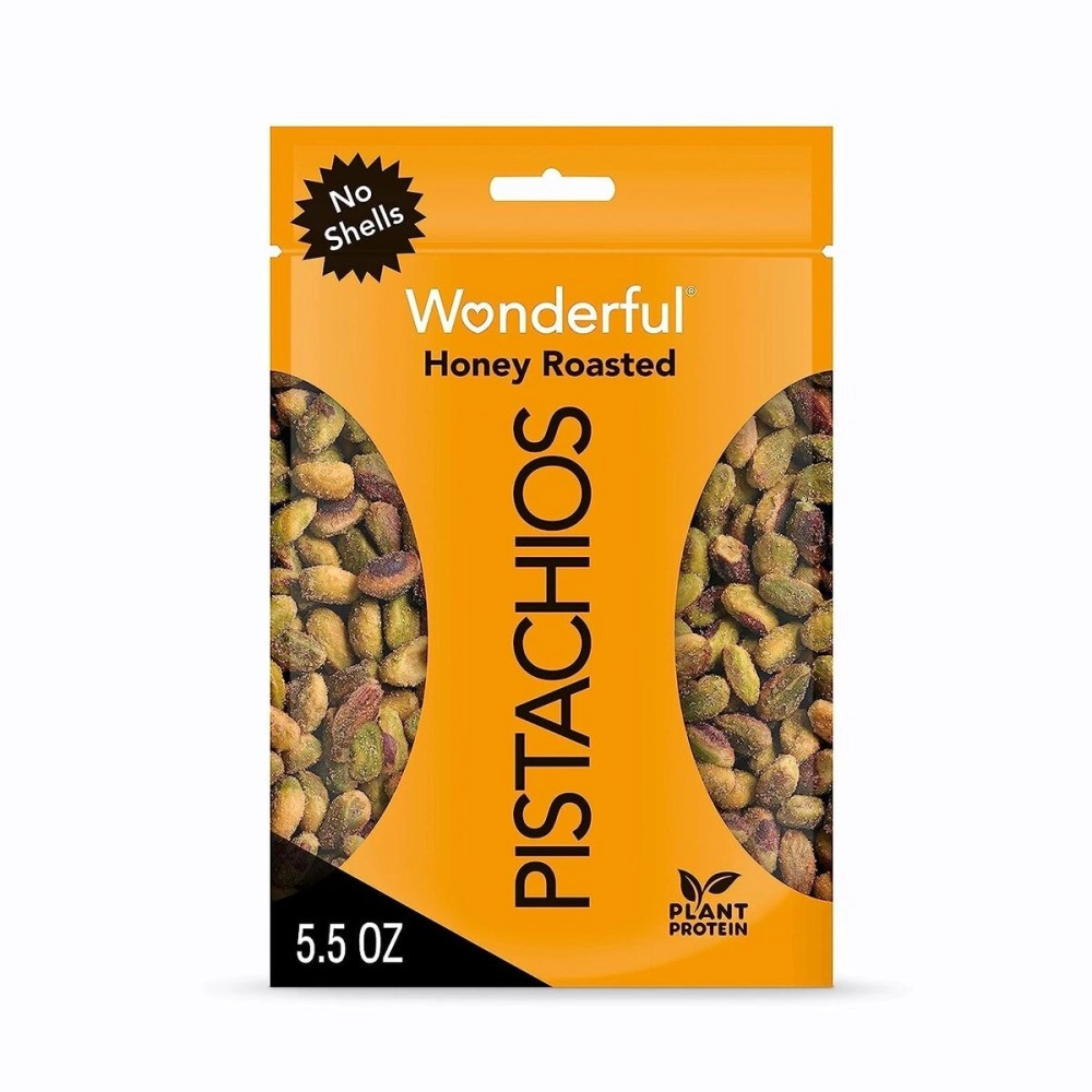 Wonderful Pistachios No Shells, Honey Roasted Nuts, 5.5 Ounce Resealable Bag, Protein Snacks, Gluten Free, Healthy Sweet Snacks