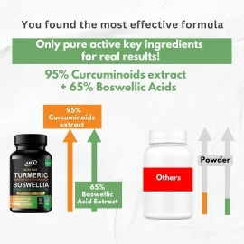 Turmeric Boswellia Extract Supplement - Strong Natural Pain Relief & Joint Support Pills 2000 mg - Extra Strength Anti-Inflammatory Boswellia Serrata with Turmeric Curcumin Powder 90 Capsules