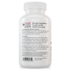 Everyday Cardio Care Blood Pressure Support - Natural Heart Health Cholesterol Support with Magnesium and Hawthorn for Hypertension- 60 Capsules Included