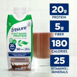 Ensure Plant-Based Vegan Protein Chocolate Nutrition Shake I Gluten-Free I Dairy-Free I Soy-Free Shake 12 Pack