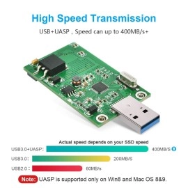 ELUTENG mSATA Adapter mSATA to USB 3.0 Adapter USB mSATA SSD Reader 50mm Mini SATA Converter as Portable Flash Drive External Hard Drive (No Cable Needed)