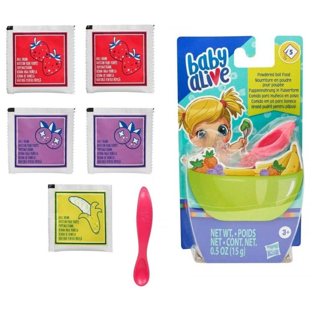 Baby Alive Powdered Doll Food Refill, Includes 5 Doll Food Packets, 1 Spoon, Toy Accessories For Kids Ages 3 Years Old And Up, Multi, E9121, Fashion Dolls