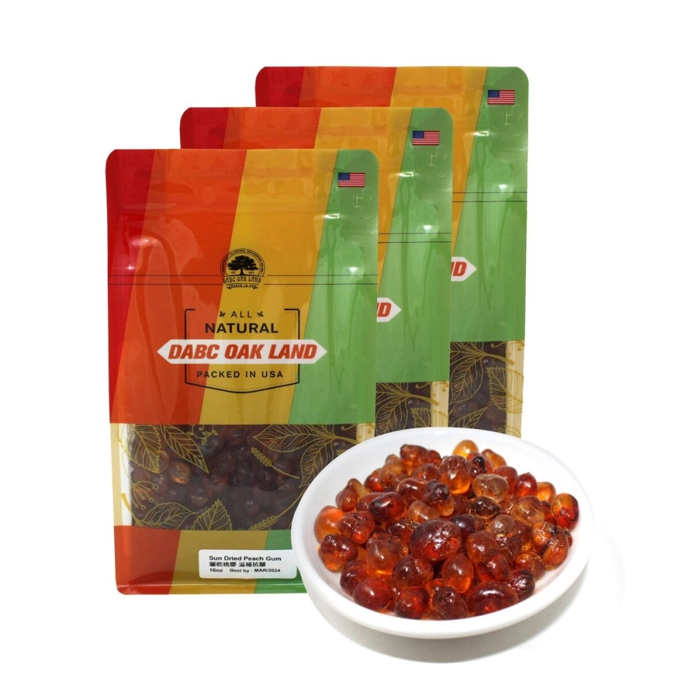 DABC OAK LAND DOL Natural Wild Peach Gum Edible Peach Blossom Tears Tao Jiao Peach resin   food additives free 3 LB