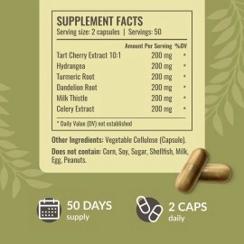 HERBAMAMA Uric Acid Support Capsules - Organic Herbal Food Supplement with Tart Cherry, Celery, Turmeric & Chanca Piedra - Body Cleanse & Joint Function Support - Vegan, Non-GMO - 1200mg, 100 Capsules