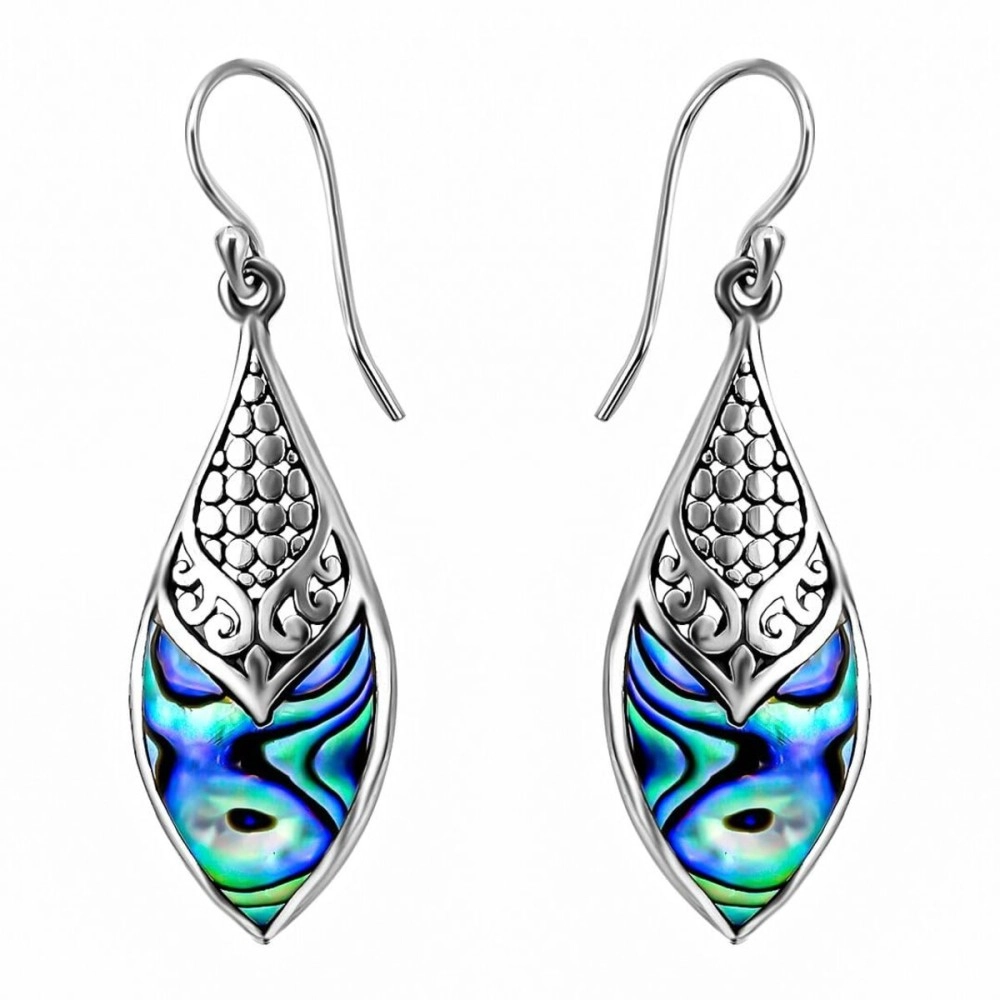 Shop LC Delivering Joy Boho Handmade Abalone Shell 925 Sterling Silver Dangle Drop Earrings Fashion Beach Vintage Jewelry Unique Gifts for Women Costume Jewelry for Women Birthday Gifts
