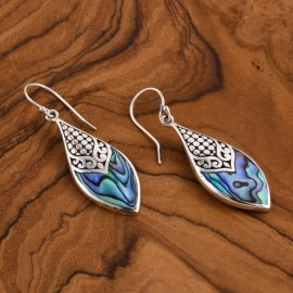 Shop LC Delivering Joy Boho Handmade Abalone Shell 925 Sterling Silver Dangle Drop Earrings Fashion Beach Vintage Jewelry Unique Gifts for Women Costume Jewelry for Women Birthday Gifts