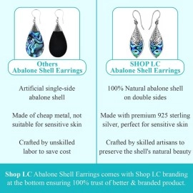 Shop LC Delivering Joy Boho Handmade Abalone Shell 925 Sterling Silver Dangle Drop Earrings Fashion Beach Vintage Jewelry Unique Gifts for Women Costume Jewelry for Women Birthday Gifts