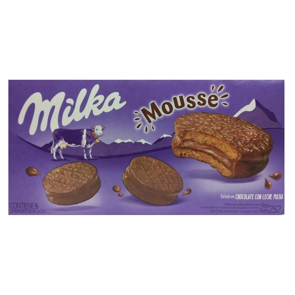 MILKA Alfajor Mousse x 6 units 252 grs. / 8.88 oz.