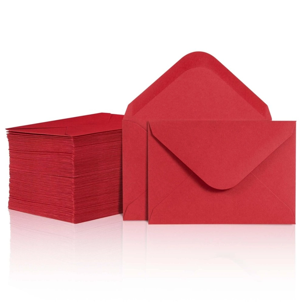 MATICAN Gift Card Envelopes - 100-Count Mini Envelopes, Red Paper Business Card Envelopes, Bulk Tiny Envelope Pockets for Small Note Cards, Red 4 x 2.7 Inches