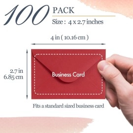MATICAN Gift Card Envelopes - 100-Count Mini Envelopes, Red Paper Business Card Envelopes, Bulk Tiny Envelope Pockets for Small Note Cards, Red 4 x 2.7 Inches