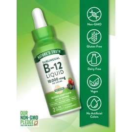 Nature\'s Truth B12 Sublingual Liquid Drops | 10,000 Mcg | 2 Oz | Fast Acting | Vegetarian, Non-Gmo & Gluten Free | By