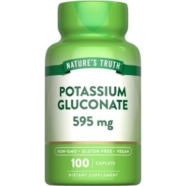 Nature\'s Truth Potassium Gluconate 595Mg | 100 Capsules | Vegetarian, Non-Gmo, Gluten Free Supplement | By