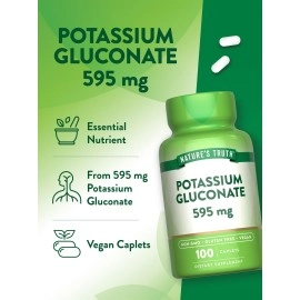 Nature\'s Truth Potassium Gluconate 595Mg | 100 Capsules | Vegetarian, Non-Gmo, Gluten Free Supplement | By