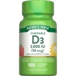 Nature\'s Truth Chewable Vitamin D3 2,000 IU | 100 Tablets | Berry Flavor | Vegetarian, Non-GMO, Gluten Free