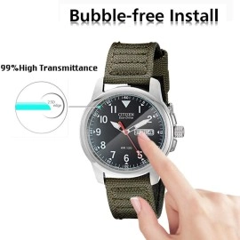 AKWOX (Pack of 4) Tempered Glass Screen Protector for Citizen BM8180-03E, [0.3mm 2.5D High Definition 9H] Premium Clear Screen Protector for Citizen BM8180-03E