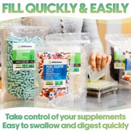 XPRS Nutra Capsules Express- Size 2 Clear Empty Vegan Capsules 100 Count - Kosher and Halal - Vegetarian/Vegetable Pill Capsule - DIY Powder Filling