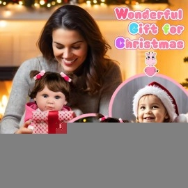 Aori Reborn Baby Dolls 22 Inch Weighted Girl Doll With Pink Clothes And Deer Toy Accessories