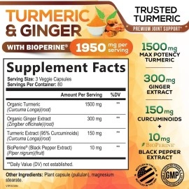 Nature\'s Nutrition Turmeric & Ginger Supplement with BioPerine (1950mg,240 Capsules)