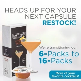 Bartesian Uptown Rocks Cocktail Capsules, Pack of 6 for Bartesian Premium Cocktail Maker (55356)