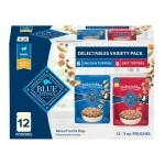 Blue Buffalo Delectables Grain Free Natural Wet Dog Food Topper Variety Pack, Chicken Dinner & Beef Dinner 12 pack (3-oz - 6 of each flavor)