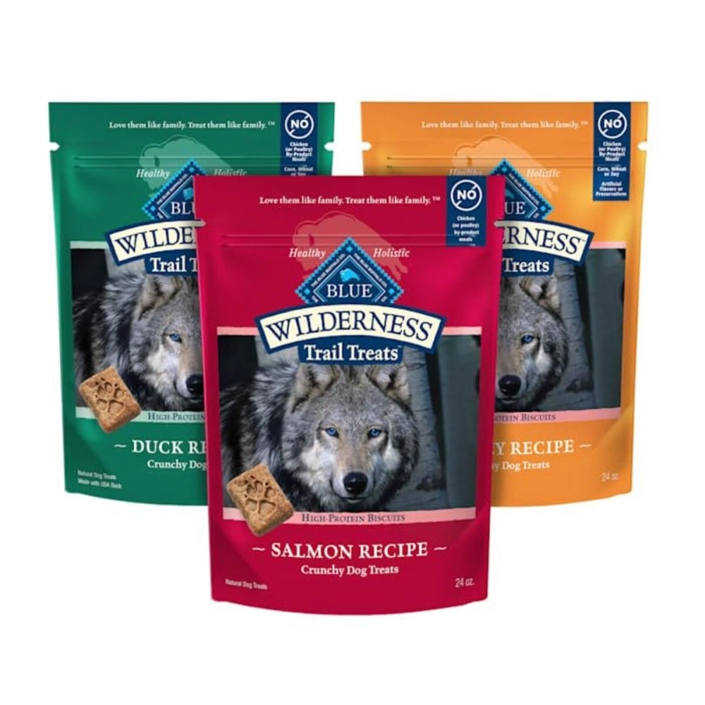Blue Buffalo Wilderness Trail Treats GrainFree Dog Biscuits 3 Flavor Variety Bundle: (1) Blue Wilderness Trail Treats Duck, (1) Blue Wilderness Trail Treats Turkey and (1) Blue Wilderness Trail Treat