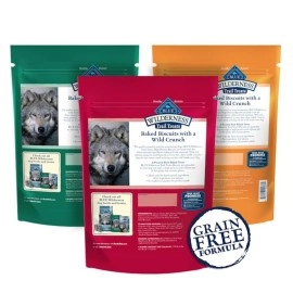 Blue Buffalo Wilderness Trail Treats GrainFree Dog Biscuits 3 Flavor Variety Bundle: (1) Blue Wilderness Trail Treats Duck, (1) Blue Wilderness Trail Treats Turkey and (1) Blue Wilderness Trail Treat