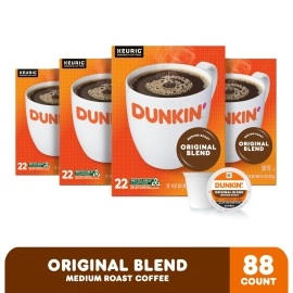 Dunkin\' Donuts Original Blend Medium Roast Coffee, 88 Keurig K-Cup Pods