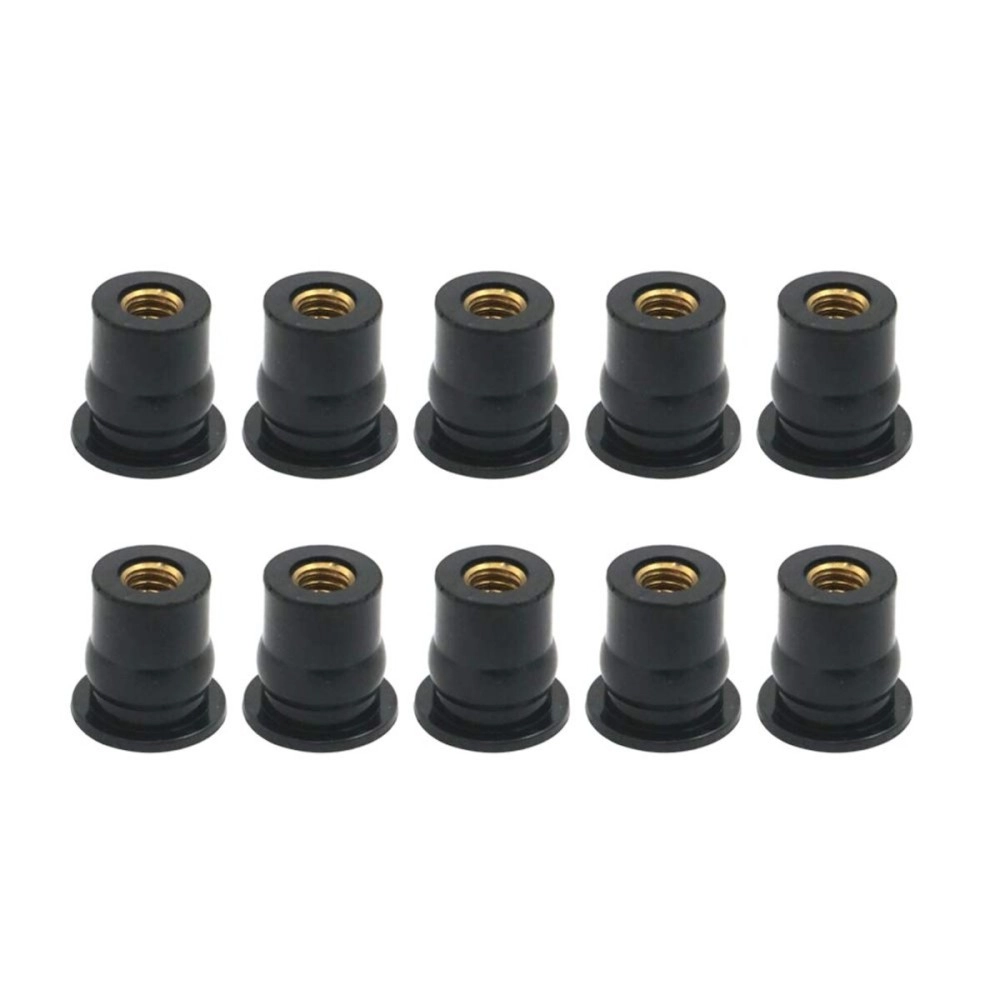 Alpha Rider 10PCS Rubber Well Nut for Windscreen & Fairing Universal M6 6mm1/2 Wellnuts For Universal Motorcycle