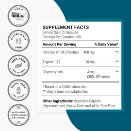 Supersmart - Pancreatin Supplement - Contain Synergistic Digestive Enzimes - Fully Supports Digestion and Improves The Body\'s Absorption of Nutrients | Non-GMO & Gluten Free - 120 DR Capsules