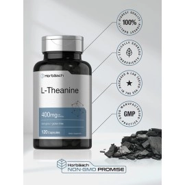 Horbach L-Theanine 400mg | 120 Capsules | Non-GMO & Gluten Free | by