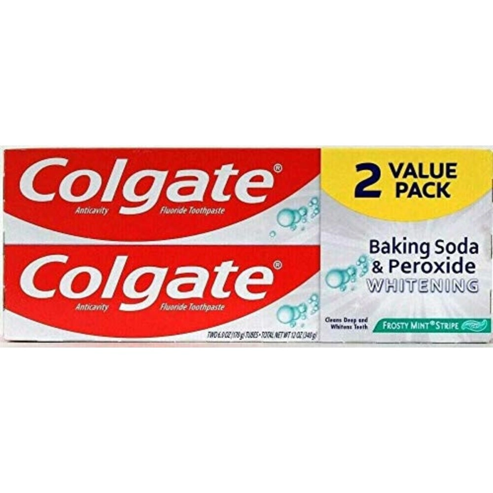 Colgate Colgate baking soda and peroxide whitening toothpaste, frosty mint - 6 ounce (twin pack), 12 Fl Oz