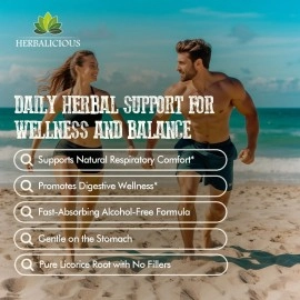 HERBALICIOUS Licorice Root Extract - Glycyrrhiza Glabra Extract Supplement for Digestion Restore Respiratory Health Fatigue & Immunity Support Vegetarian Gluten Free (2Fl Oz)