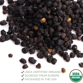 ELANEN naturals Organic Elderberries 1 lb. (16 oz), USDA Certified Organic Dried Elderberries Bulk, Elderberry Dried Organic, Dried Elderberry Berries Organic, Elder, Whole