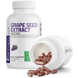 Bronson Grape Seed Extract 400 mg - Antioxidant & Immune Support - Standardized Extract with 95% Proanthocyanidins- Non GMO, 180 Vegetarian Capsules