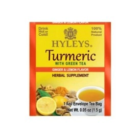 Hyleys Ginger Turmeric Tea Lemon Flavor - 25 Tea Bags - Wellness Herbal Supplement Green Tea
