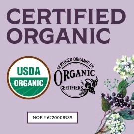 Waterglider International Certified USDA - 100% Organic Dried Elderberries - 1lb Bulk - Non-Irradiated, Non-GMO, Whole Black Elderberry Immune Support - Raw Vegan Sambucus 1 Pound