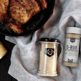 Lillie\'s Q - Q-Rub BBQ Rub, Salt-Based BBQ Rub, All-Purpose Barbeque Rub, Garlic & Black Pepper, Perfect Shaving Seasoning for Beef, Pork, Chicken, & Turkey (8 oz)