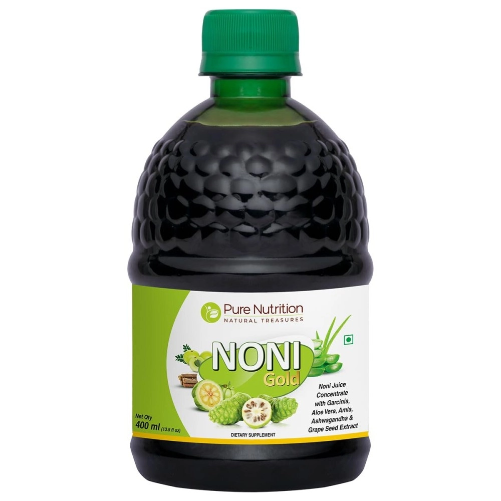 Pure Nutrition Noni Gold Noni Juice Concentrate with Garcinia, Aloe Vera, Amla, Ashwagandha and Grape Seed Extract- 400ml