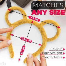 LEGLO Winter Thick Plush Headband Round Mouse Bear Ears Makeup Hair Hoop for Women Girls Bandana Hair Accessories Yellow