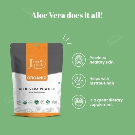 Just Jaivik USDA Organic Certified Aloe Vera Powder (Aloe Barbadensis, 227g /0.5 LB)