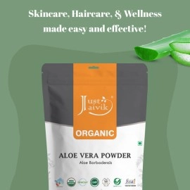 Just Jaivik USDA Organic Certified Aloe Vera Powder (Aloe Barbadensis, 227g /0.5 LB)