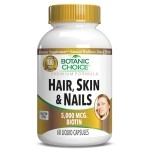 Botanic Choice - Ultra Premium Hair Skin Nails Support Supplement with 5,000 mcg Biotin Folate Collagen - Super Antioxidant Blend Vitamins for Women - 60 Liquid Pills