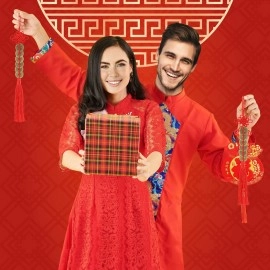 ISKYBOB Chinese Feng Shui Coins, Set of 6 I Ching Coins with Red Chinese Knot String Vintage Lucky Fortune Coins Charm for Home Car Hanging Decoration