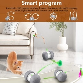 BENTOPAL Automatic Cat Toys Interactive Cat Feather Toys, Pet Exercise Toys, Electric Cat Toys for Indoor Cats/Kitten with Feather (Auto Cat Toy)