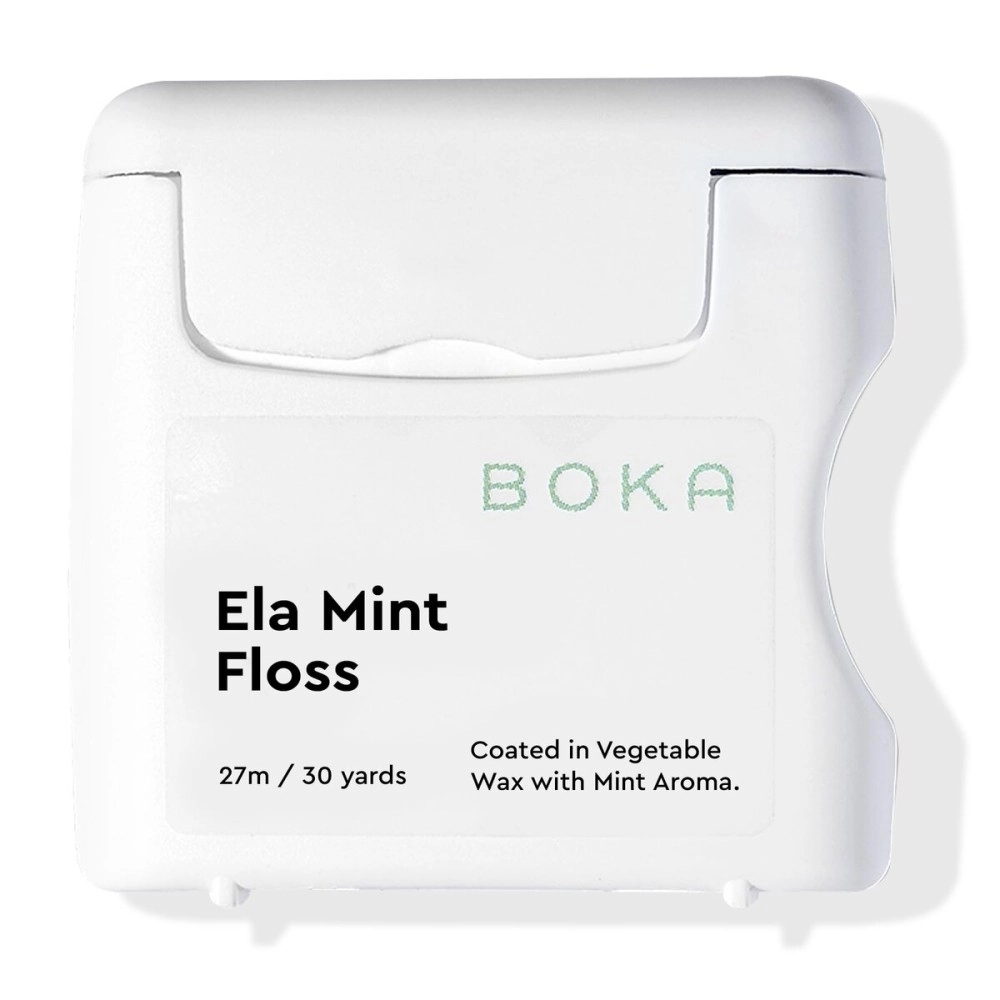 Boka Ela Mint Woven Dental Floss, Made from Natural Vegetable Wax, Teflon-Free and Petroleum-Free, 30 Yards of Waxed Floss (Pack of 1)