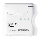 Boka Ela Mint Woven Dental Floss, Made from Natural Vegetable Wax, Teflon-Free and Petroleum-Free, 30 Yards of Waxed Floss (Pack of 1)