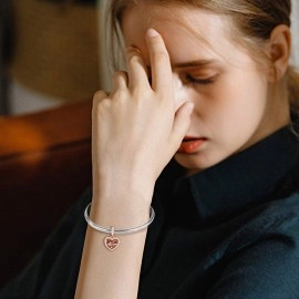 GNOCE Chocolate Box Charm Pendant Sterling Silver A Box of Love 18K Rose Gold Plated Charm Bead Fit Bracelet/Necklace for Women